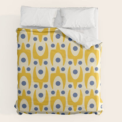 Mid Century Modern Abstract Pattern 641 Googie Yellow and Blue Duvet Cover Gallery Image 2