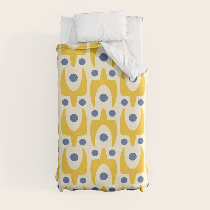 Mid Century Modern Abstract Pattern 641 Googie Yellow and Blue Duvet Cover Gallery Image 4