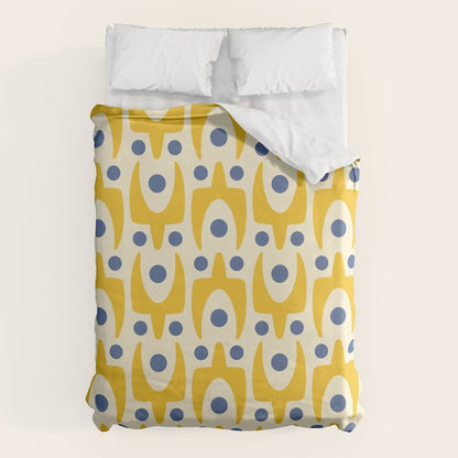 Mid Century Modern Abstract Pattern 641 Googie Yellow and Blue Duvet Cover Gallery Image 6