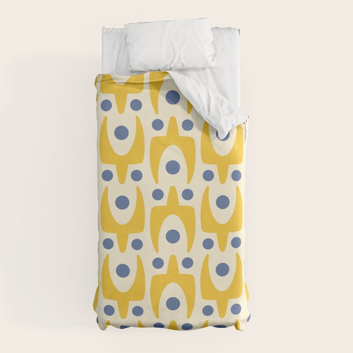Mid Century Modern Abstract Pattern 641 Googie Yellow and Blue Duvet Cover Gallery Image 5