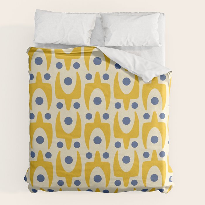 Mid Century Modern Abstract Pattern 641 Googie Yellow and Blue Duvet Cover Gallery Image 7