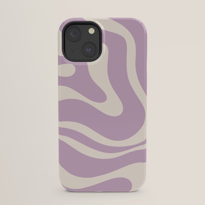 Modern Retro Liquid Swirl Abstract Pattern Square in Lavender Cream iPhone Case Gallery Image 21