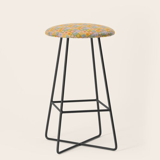 Fun colorful vintage children art mosaic pattern Stool Gallery Image 1