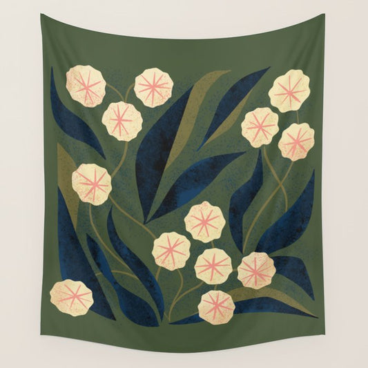 Green Floral Wall Tapestry Gallery Image 1