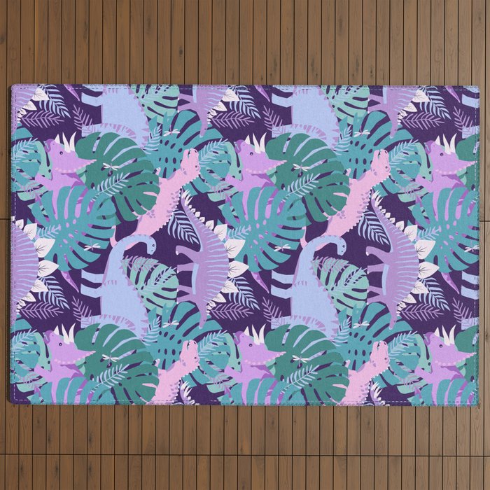 Jungle Dinosaur - Purple Outdoor Rug Gallery Image 4