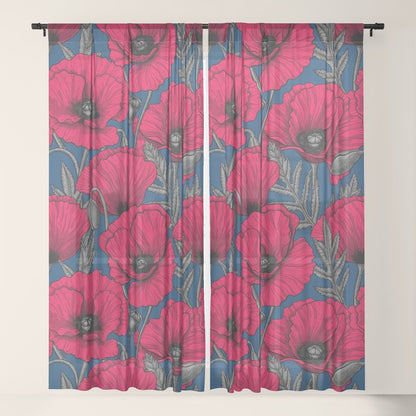 Night poppy garden Window Curtain Gallery Image 17