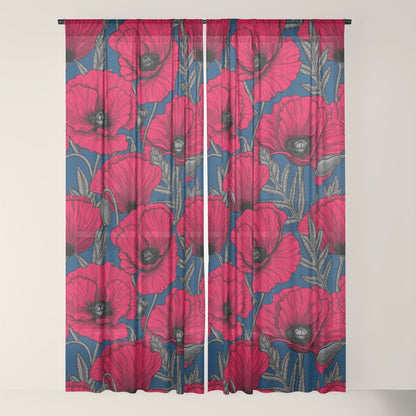 Night poppy garden Window Curtain Gallery Image 18