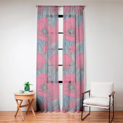 Night poppy garden Window Curtain Gallery Image 24