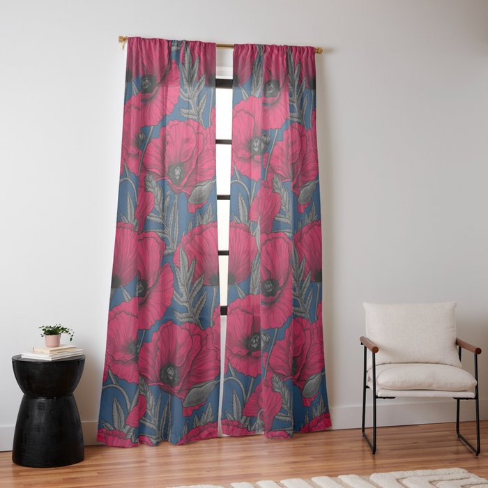 Night poppy garden Window Curtain Gallery Image 14