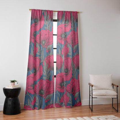 Night poppy garden Window Curtain Gallery Image 14