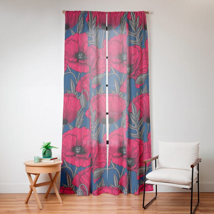 Night poppy garden Window Curtain Gallery Image 16