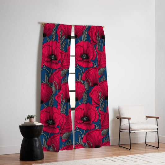 Night poppy garden Window Curtain Gallery Image 2