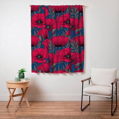 Night poppy garden Window Curtain Gallery Image 3