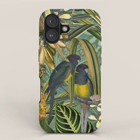 Vintage & Shabby Chic - Green Tropical Bird Flower Garden iPhone Case Gallery Image 1