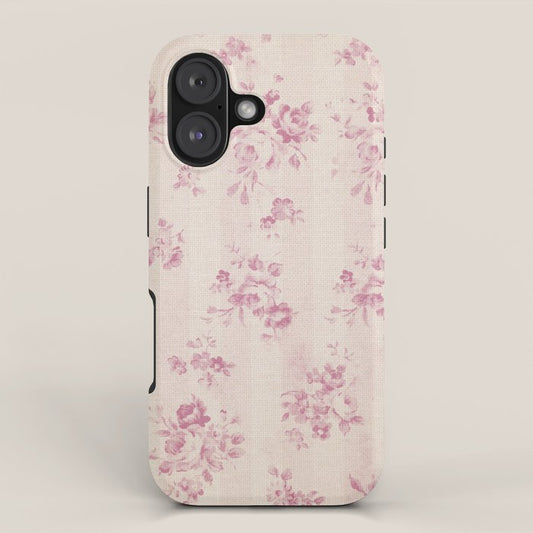 Elegant blush pink white rustic floral vintage stripes iPhone Case Gallery Image 1