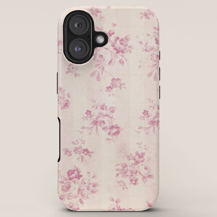 Elegant blush pink white rustic floral vintage stripes iPhone Case Gallery Image 5