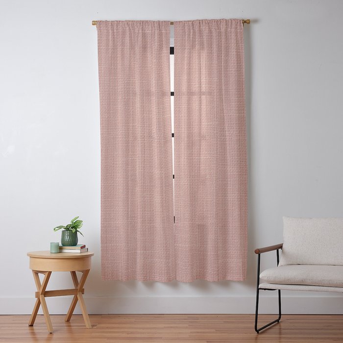 Salmon Linen Texture Window Curtain Gallery Image 13