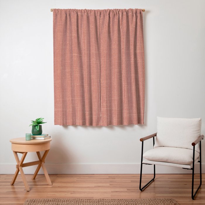 Salmon Linen Texture Window Curtain Gallery Image 3