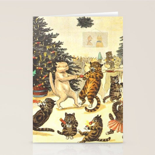 'Christmas Party Cats' by Louis Wain Vintage Cat Art Stationery Card Gallery Image 2