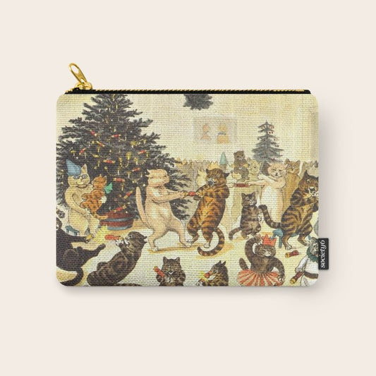 'Christmas Party Cats' by Louis Wain Vintage Cat Art Carry All Pouch Gallery Image 1