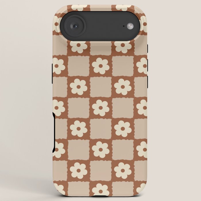 Retro Flower Checker in Brown iPhone Case Gallery Image 6