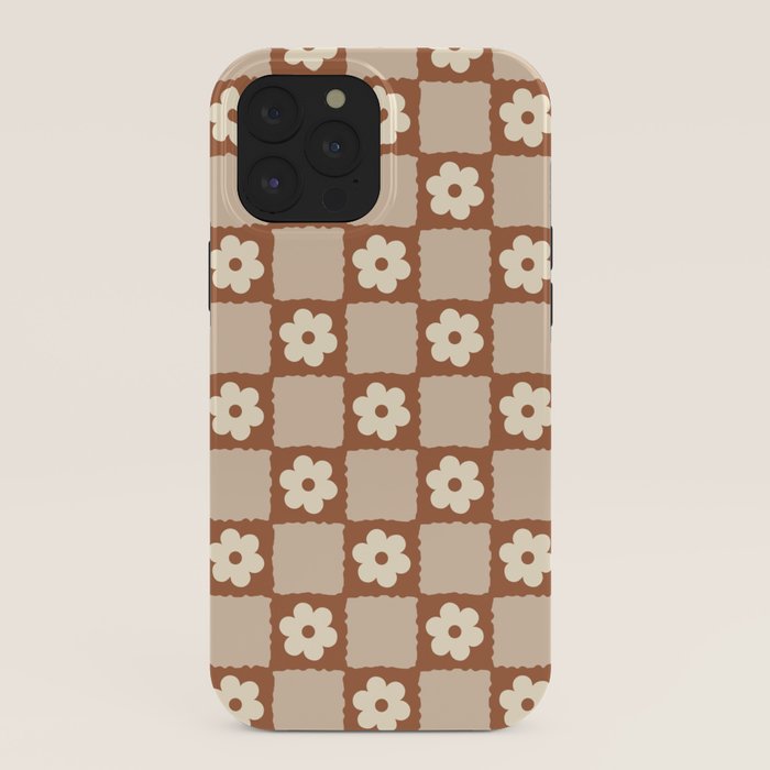 Retro Flower Checker in Brown iPhone Case Gallery Image 40