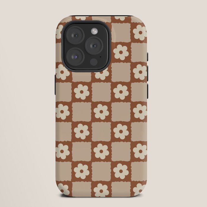 Retro Flower Checker in Brown iPhone Case Gallery Image 11