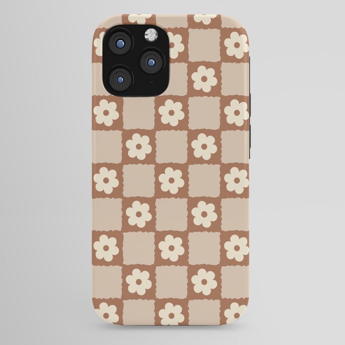 Retro Flower Checker in Brown iPhone Case Gallery Image 44