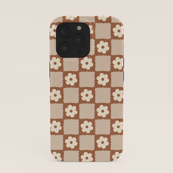 Retro Flower Checker in Brown iPhone Case Gallery Image 39