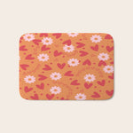 Hearts and Flowers on Orange Bath Mat Gallery Image 1