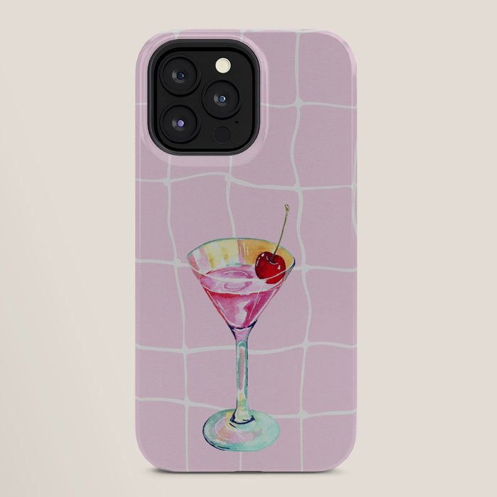 Pink Aesthetic Martini Glass with Cherry iPhone Case Gallery Image 28