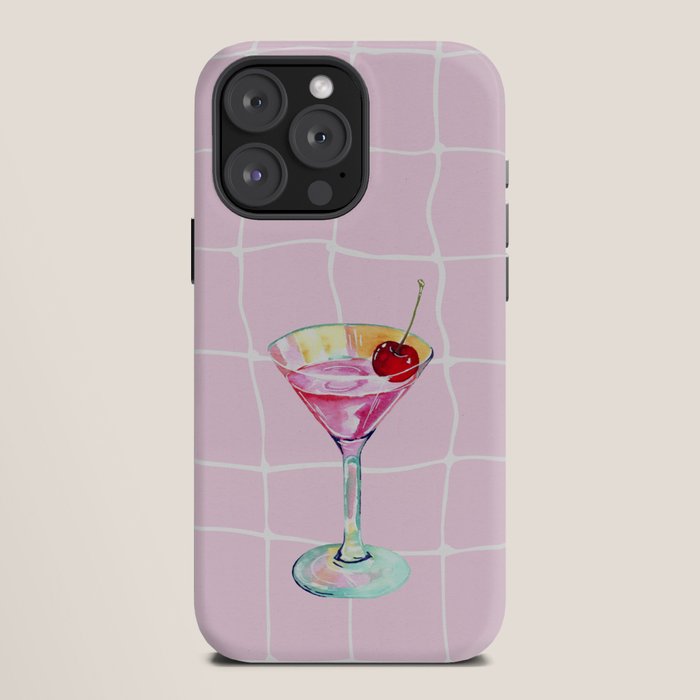 Pink Aesthetic Martini Glass with Cherry iPhone Case Gallery Image 12