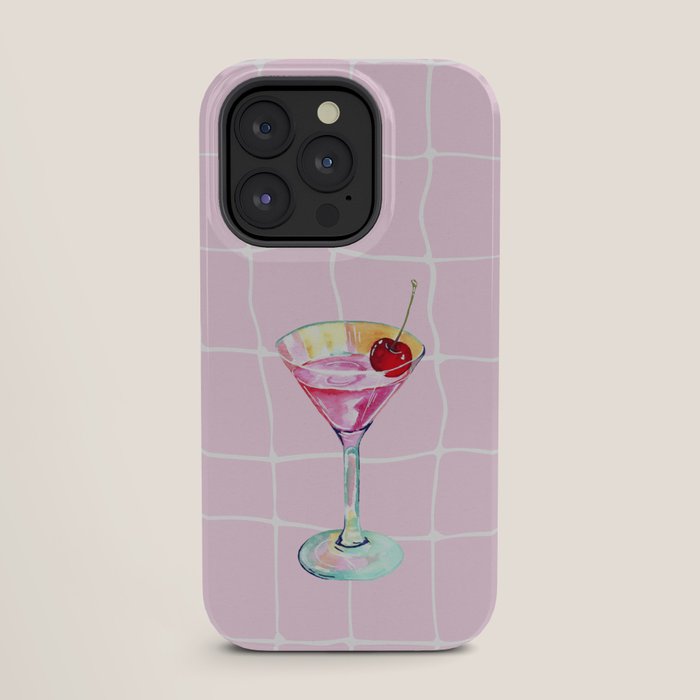 Pink Aesthetic Martini Glass with Cherry iPhone Case Gallery Image 27