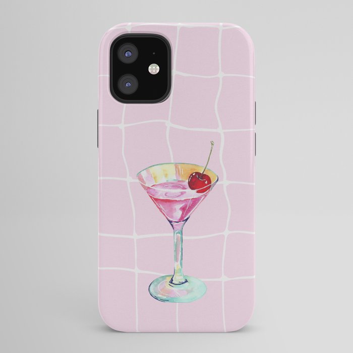 Pink Aesthetic Martini Glass with Cherry iPhone Case Gallery Image 42
