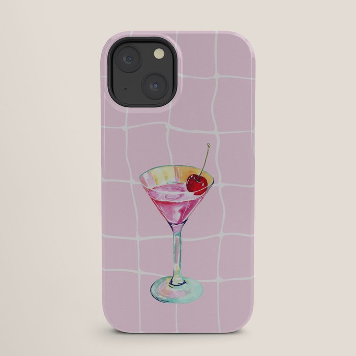 Pink Aesthetic Martini Glass with Cherry iPhone Case Gallery Image 25
