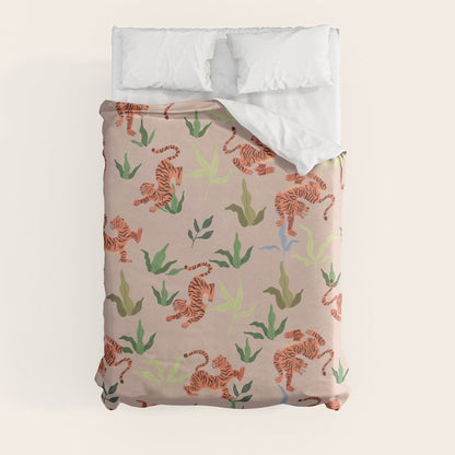 Dancing Tiger (Taupe) Duvet Cover Gallery Image 3