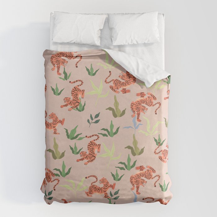 Dancing Tiger (Taupe) Duvet Cover Gallery Image 1