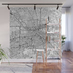 Houston White Map Wall Mural Gallery Image 1