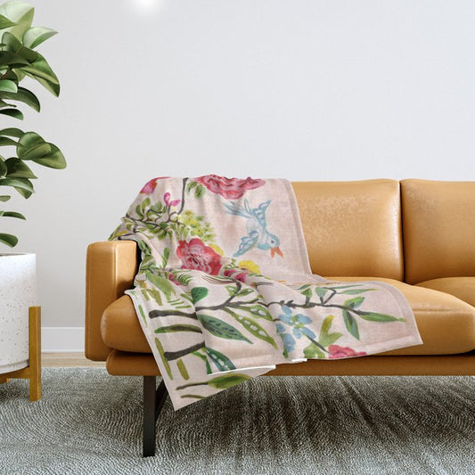 Pink Garden Dream Throw Blanket Gallery Image 1