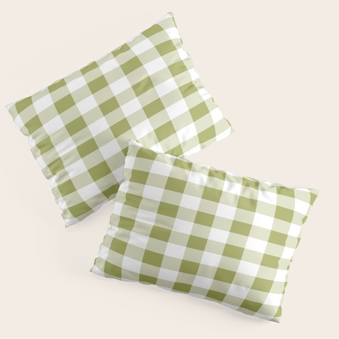 Gingham Large Green White Pillow Sham Gallery Image 3