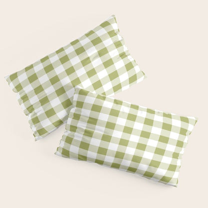 Gingham Large Green White Pillow Sham Gallery Image 2