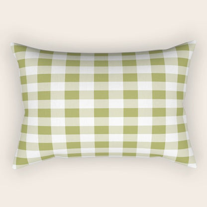 Gingham Large Green White Rectangular Pillow Gallery Image 2