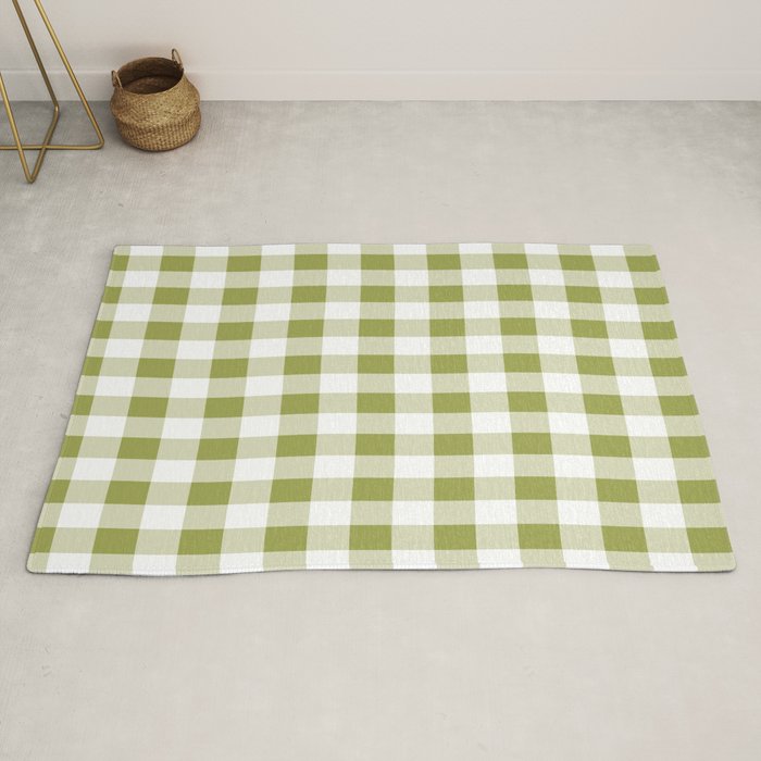 Gingham Large Green White Rug Gallery Image 2