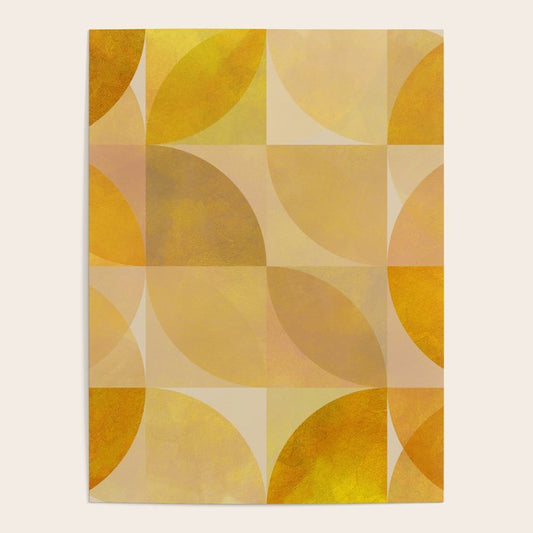 mid century geometric gold shapes Poster Gallery Image 1