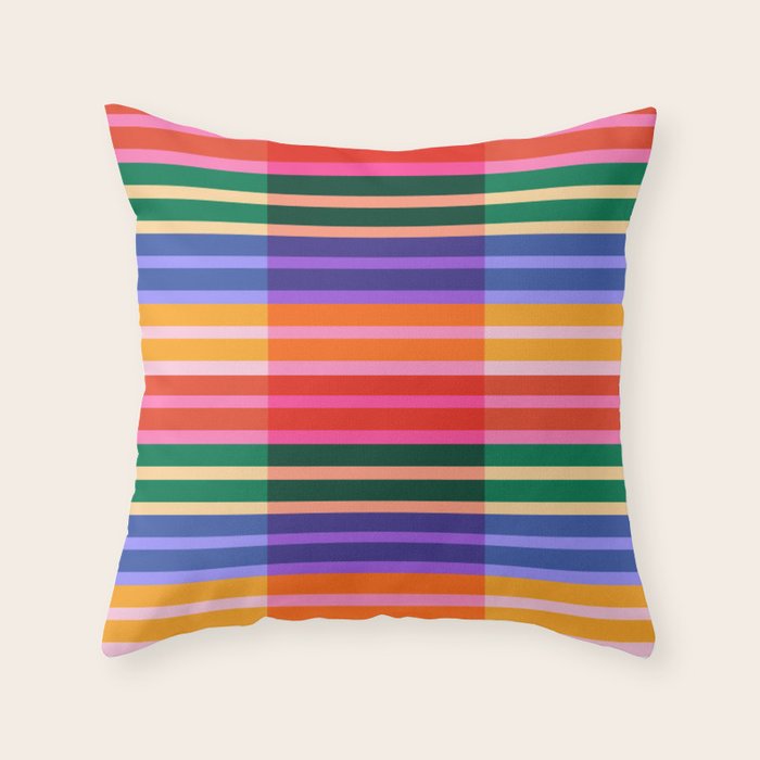 Color Block Stripes Throw Pillow Gallery Image 1