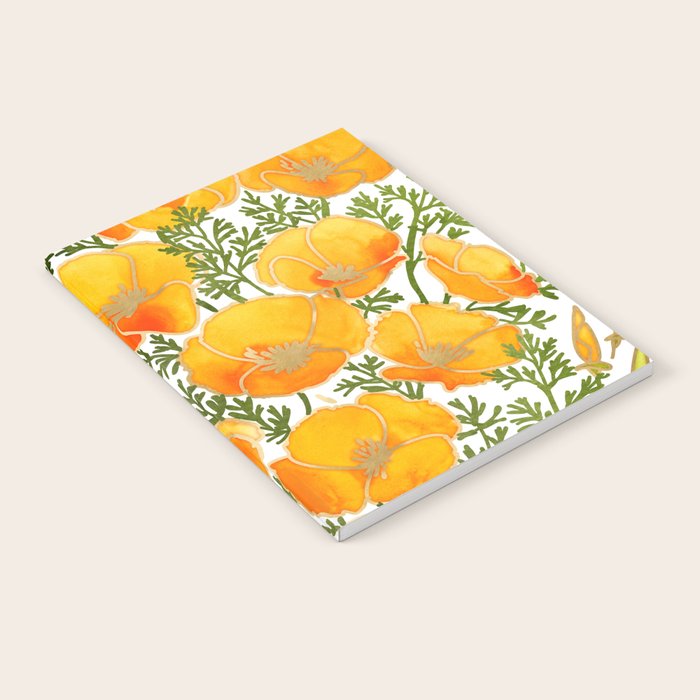 Gold watercolor California poppies Notebook Gallery Image 2