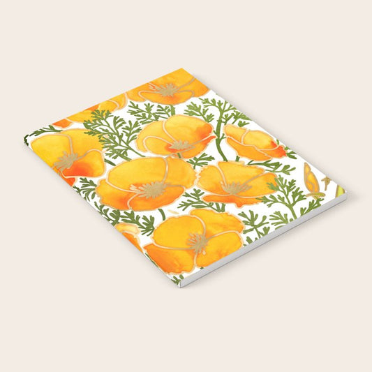 Gold watercolor California poppies Notebook Gallery Image 1
