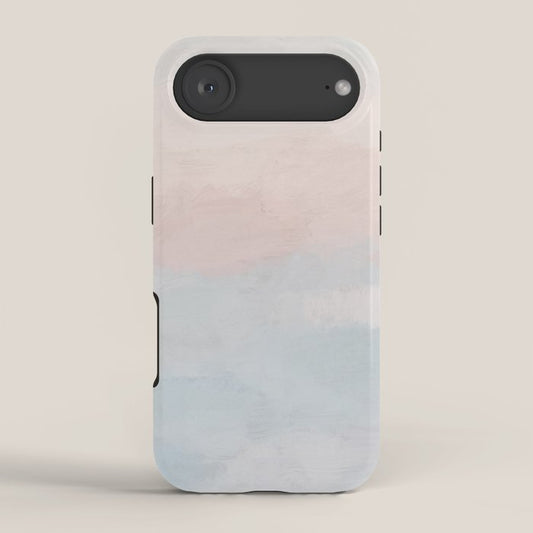 Soothing Seas I - Soft Pink and Blue Sunrise Horizon Ocean for Nursery Abstract Coastal Painting Art iPhone Case Gallery Image 2