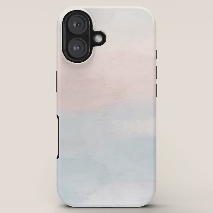 Soothing Seas I - Soft Pink and Blue Sunrise Horizon Ocean for Nursery Abstract Coastal Painting Art iPhone Case Gallery Image 5