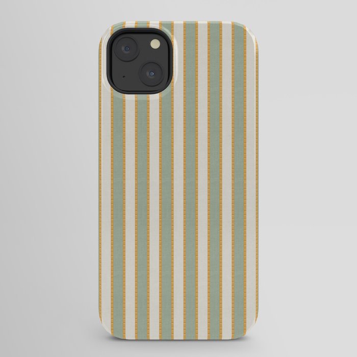 Vintage Cabana Stripe Sage Mint Green And Gold Retro Boho Coastal Beach Vibe iPhone Case Gallery Image 30